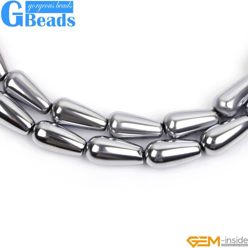 Natural Black Hematite Gemstone Teardrop Beads For Jewelry Making Strand 15" - Picture 24 of 34