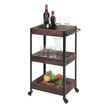 B-Ware Servierwagen MCW-H22, Küchenwagen Barwagen, Massiv-Holz, shabby braun