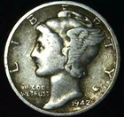 1942-P 10C Mercury Dime 90% Silver 21oul0127