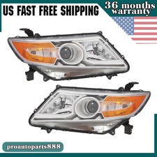 Halogen Front Headlights For Honda Odyssey 2011-2017 Chrome Amber Corner Pair