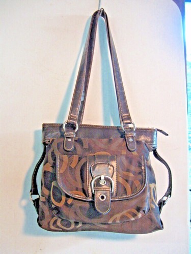 WOMAN'S MED TO LG HANDBAG BROWNTONES - NO MAKERS MARK - VERY GOOD CONDITION - Picture 2 of 5