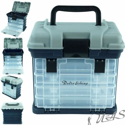 DELTA FISHING Top Angel Koffer 28x18x27cm Mit 4 x Tackle Box Angel Kasten Sha