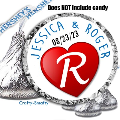 108 Personalized Monogram Wedding for Hershey Kisses Labels Party Favors Custom