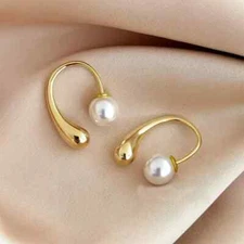 Gold Plated Water Droplet Faux Pearl Earrings Fashion Earrings Women Golden Gift