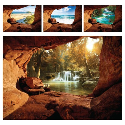 Fototapete LANDSCHAFT Wasserfall 3D EFFEKT Ausblick Wohnzimmer Natur See Strand