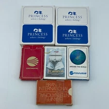 Vintage Travel Playing Cards Lot of 6 Princess Carnival Finnair Braniff Airline