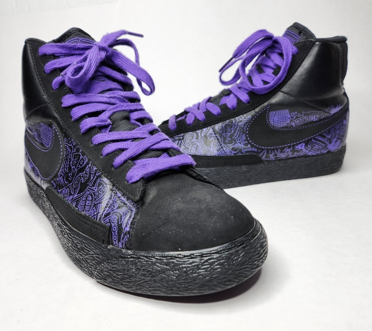 Nike Blazer Oregon Mid Black Varsity Purple 2008 Size 6Y