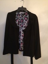Sandro Sportswear Womens Black Blazer M w Fabric Belt,Design On Button,Pre-Owned