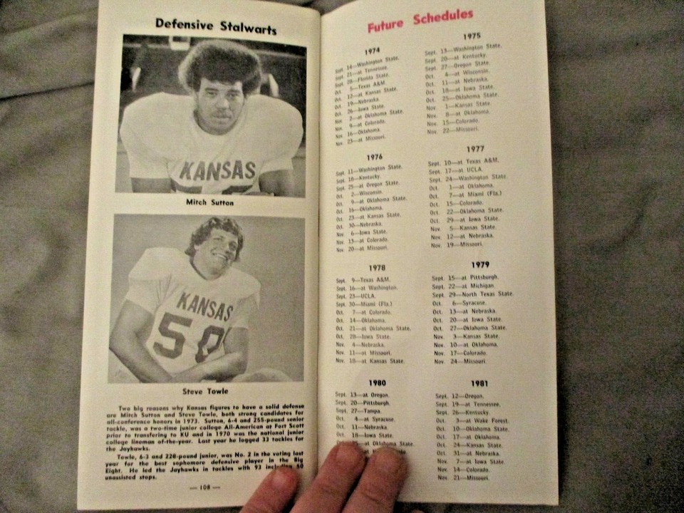 1973 KANSAS FOOTBALL MEDIA GUIDE Yearbook DAVID JAYNES Program GALE