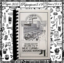 1911 Secrets Of Meat Curing And Sausage Making Vintage Cook Book 305 Pages