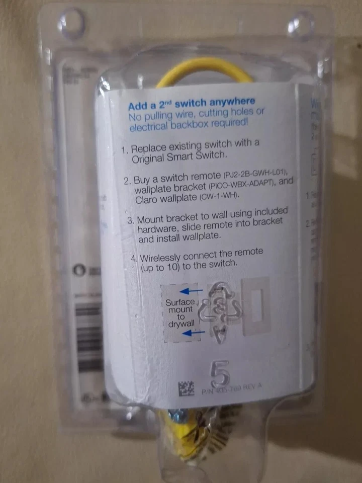 🆕 Interruptor inteligente original Lutron de Caseta, para luces5A y ventiladores3A (PD-5ANS-WH-R) Foto 4 de 4