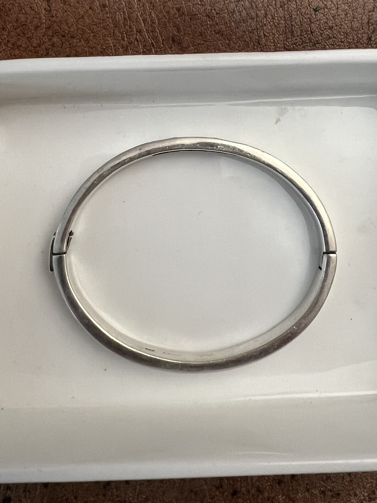 925 Solid Sterling silver Oval hinged Bangle Hall… - image 8