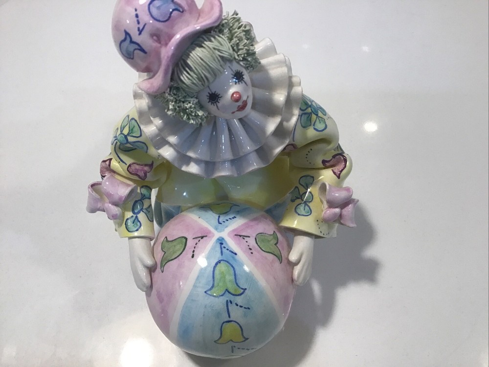 Vintage Porcelain Clown Made In Italy For Gumps San Francisco Signed Handpainted