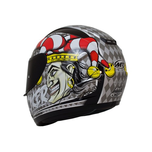 MT Thunder Full Face Motorcycle/Motorbike Helmet - Joker Black/Grey/Red - Picture 7 of 8