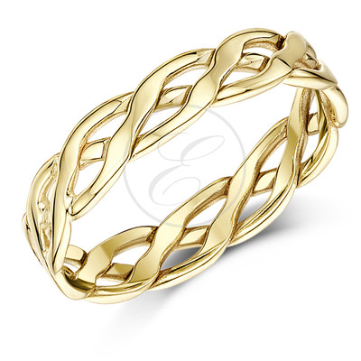 9ct Yellow Gold Ring Hand Made Celtic Wedding Band 5mm, 6mm Solid & Hallmarked