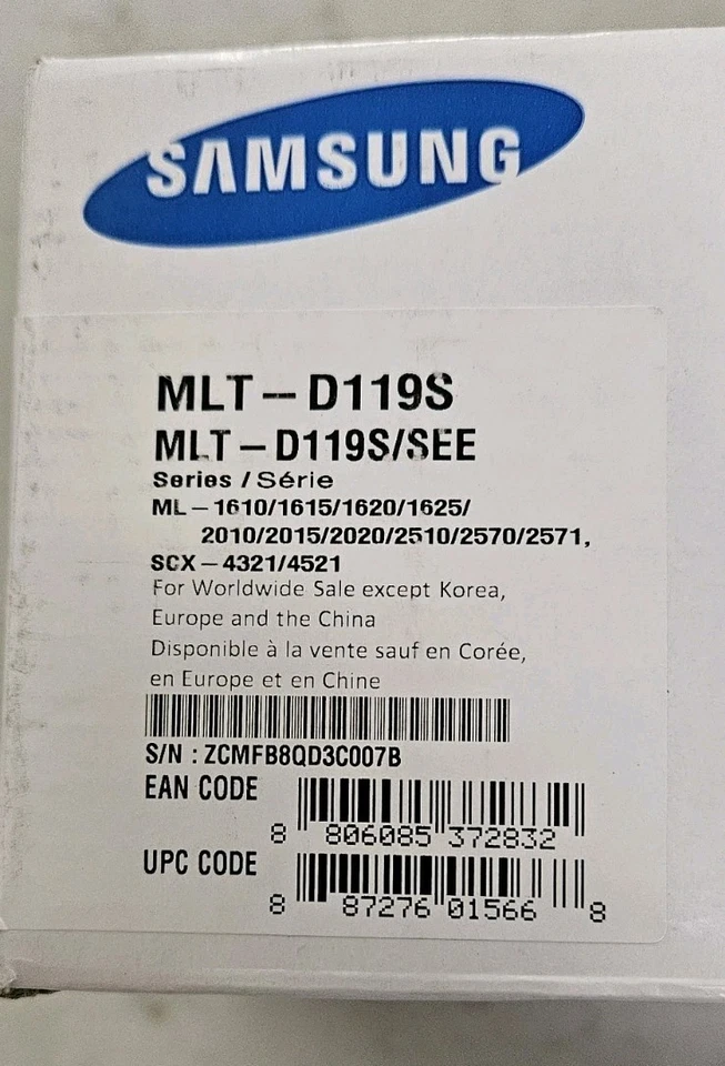 Samsung 119S MLT-D119S ML-2010D3 ML-1610D2 SCX-4521D3 卡式胶筒 碳粉 黑色 — 第 2/2 张图片