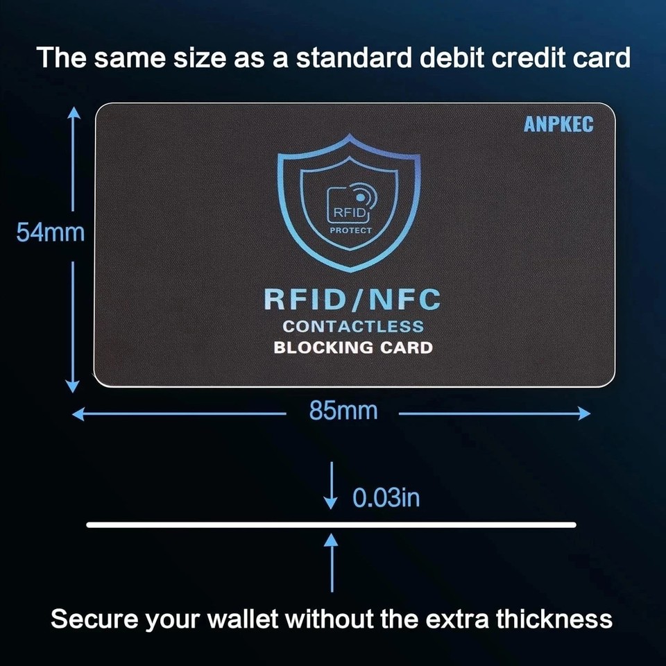 RFID Blocking Card – NFC Contactless Credit Debit Card Protector (5 ...