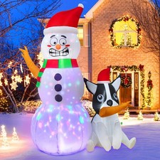 6ft Christmas Inflatables Outdoor Decorations Funny Inflatable Snowman with Dog