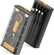 Portable Charger 10000mAh,22.5W Fast Charging Power Bank Transparent+Black 