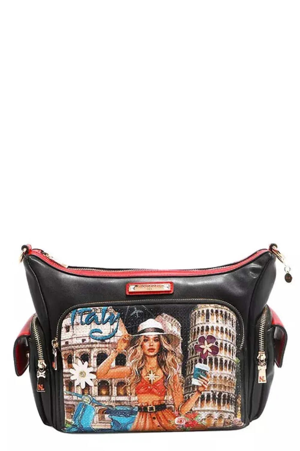 Trendsi Nicole Lee Italy Print Women's Shoulder Bag Everyday Fashion Multi-Pocke thumbnail 2