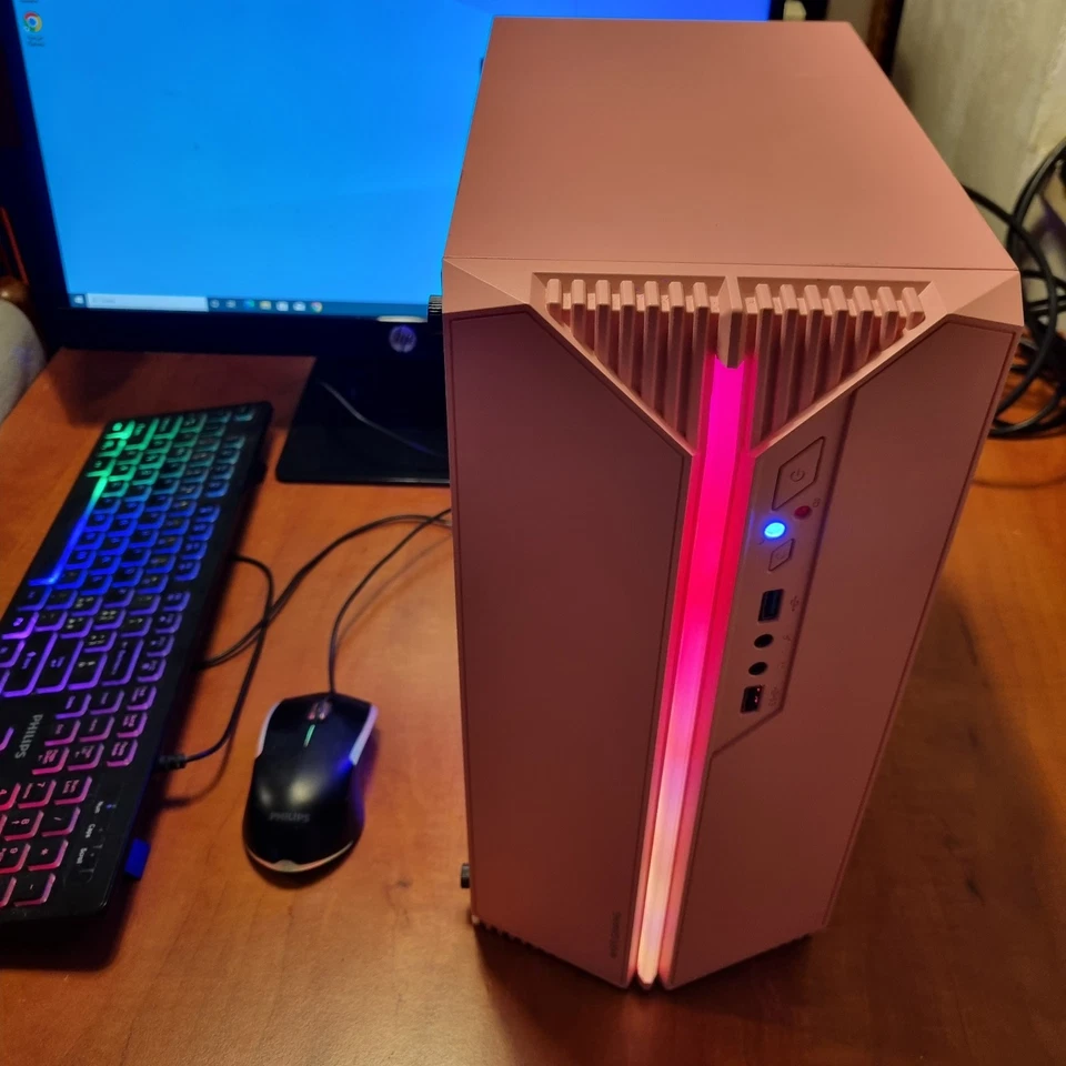 PC MINI ITX CASE ROSA GAMING RAM 8GB 120SSD 1TB HD WIN 10 I5 3.1 GHZ RX550 4GB - Immagine 2 di 4
