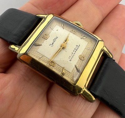 VINTAGE ZENTRA  TANK MENS GOLD PLATED WATCH MADE IN GERMNAY