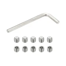 M12x10mm Nylon Tip Grub Screw Internal Hex Socket Head with Hex Key 10pc