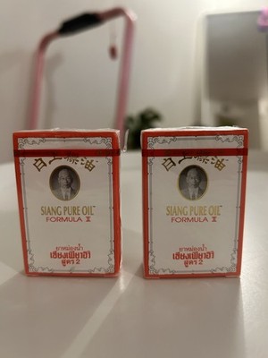 2 x 3cc SIANG PURE OIL Formula 1 Red Relief Stuffy Nose Dizziness Insect Bites