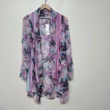 Soft Surroundings Rite To Spring Pink Floral Garden Topper Flowing Cardigan Med