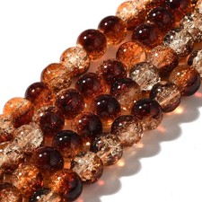 100pcs 8mm Crackle Glass Beads for DIY Round Crystal Beads Saddle Brown
