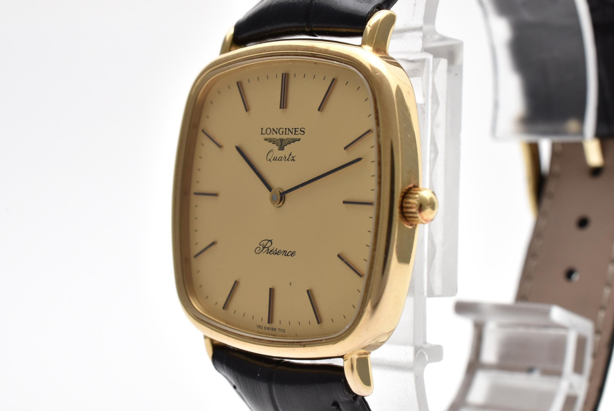 LONGINES Presence クォーツ Near Mint] Longines Presence Gold Quartz Men's Vintage Square