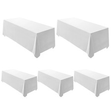 5 Pack White Rectangle Tablecloth 90 x 156-inch Rectangular Polyester Table C...