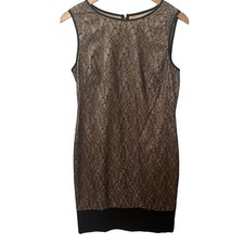 Mattox Dress Whimsygoth Fairycore Black Lace Tan Overlay Sleeveless Sheath 10