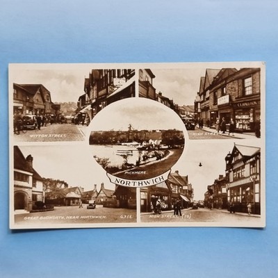 Northwich Postkarte um 1935 Echtfoto früh beschäftigt Detailansichten Cheshire