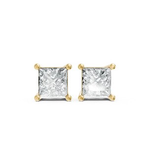 Authentic Princess Shape Lab Grown Diamond Push-Back Studs in 925 Silver
