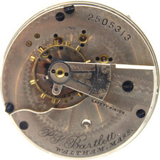 1884 WALTHAM POCKET WATCH MOVEMENT 2505313 GRADE: P.S. BARTLETT 18s 15j DC2