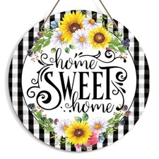 Home Sweet Home Welcome Sign for Front Door, Sunflower Welcome Door Sign