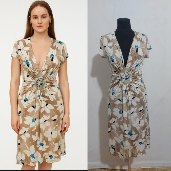 Women Blumarine Dress Beige Silk 38