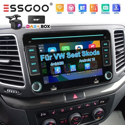 Android15 4+64G Autoradio CarPlay GPS BT Für VW Golf 5 6 Touran Caddy Jetta DAB+