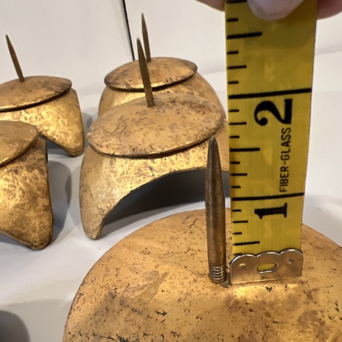 Six Vintage Mid Century Modern Tripod Candle Holders Cast Iron Gold Japan BD33 - Picture 7 of 7