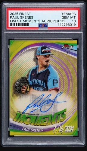 2025 Topps Finest - Finest Moments Autographs Paul Skenes SUPERFRACTOR PSA 10 🔥