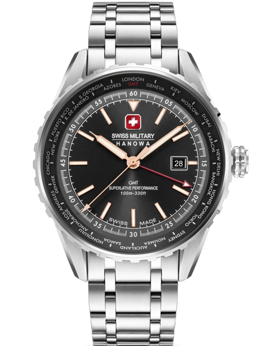 Swiss Military Hanowa Orologio Uomo Al Quarzo, Cassa 42mm, Vetro Zaffiro, Bracciale Acciaio, 10 ATM