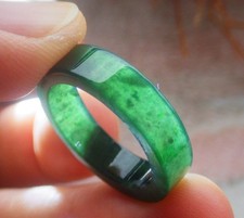 Video Certified Green Natural A JADE Jadeite Rectangle RING USA. 5.25    725139