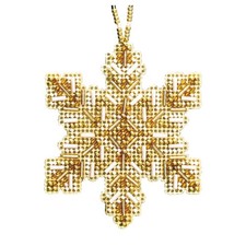 Golden Snowflake Beaded Cross Stitch Ornament Kit Mill Hill 2008 MH212012 Winter