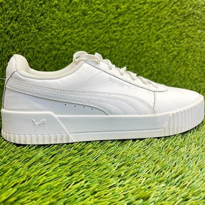 Puma Carina Low Womens Size 10 Triple White Athletic Lifestyle Shoes Sneakers