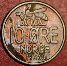 Norway 10 Ore 1960 KM# 411