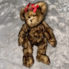 Faux Mink Teddy Bear Jointed Brown Plush Collectible