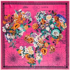 130cm 130cm twill silk love flower women's square scarf 110