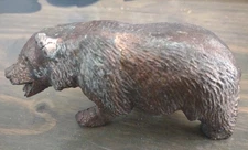 CAST METAL BRONZE BEAR FIGURINE 5" LONG