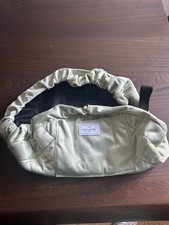 The Flat Lay Co. sage green velvet drawstring close open flat makeup beauty bag